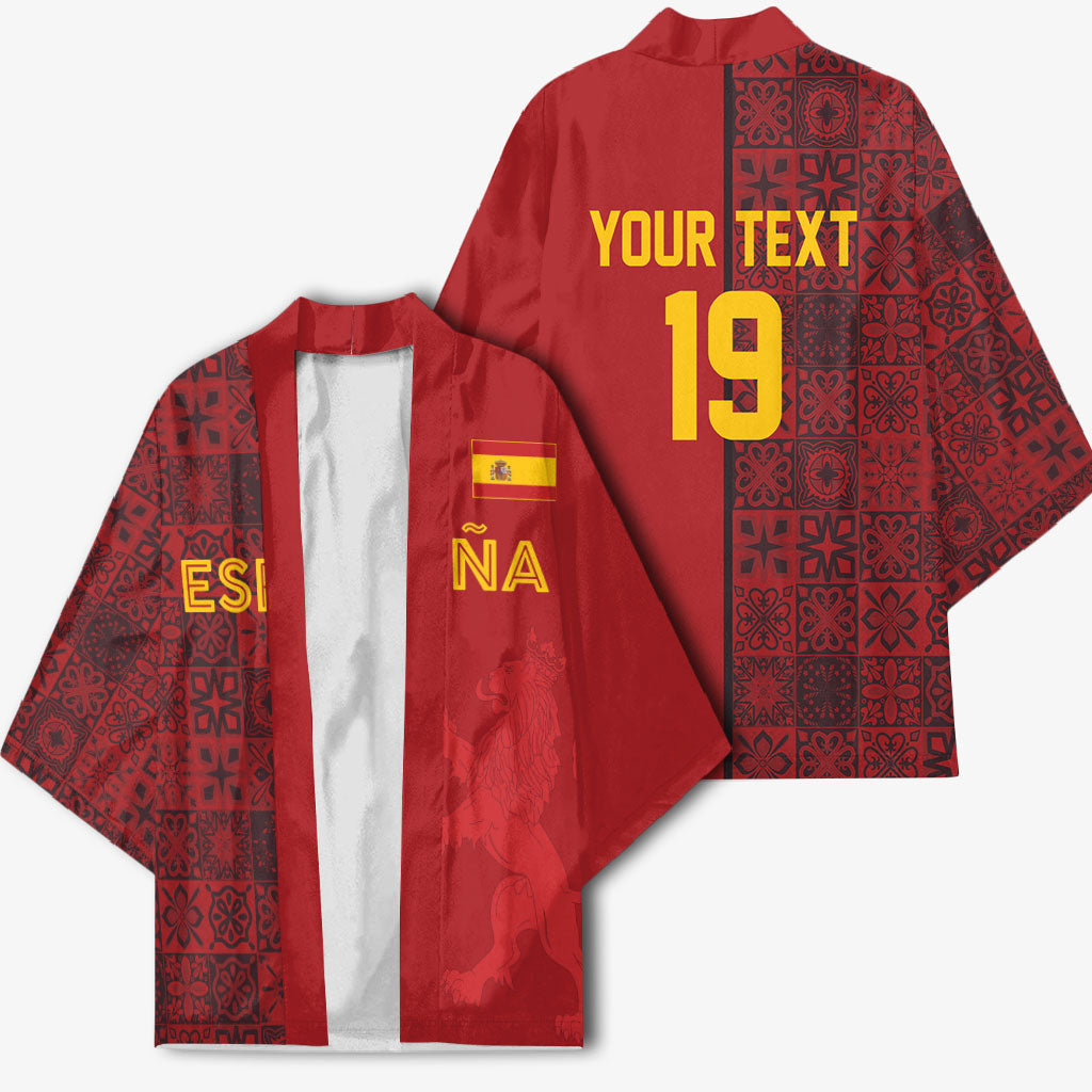 Custom World Football 2026 Spain Kimono Spanish Lion Azulejo Pattern