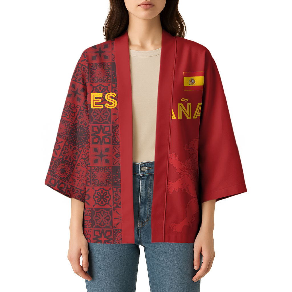 Custom World Football 2026 Spain Kimono Spanish Lion Azulejo Pattern