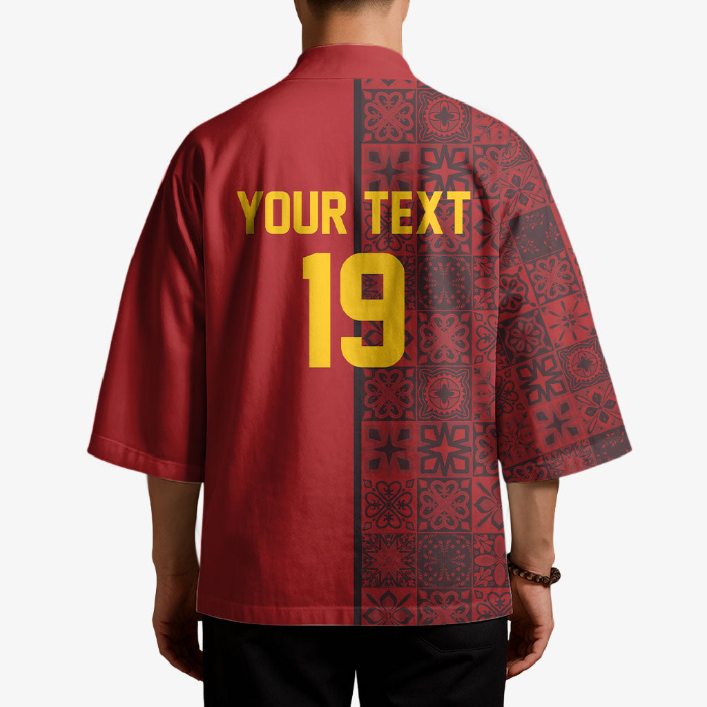 Custom World Football 2026 Spain Kimono Spanish Lion Azulejo Pattern