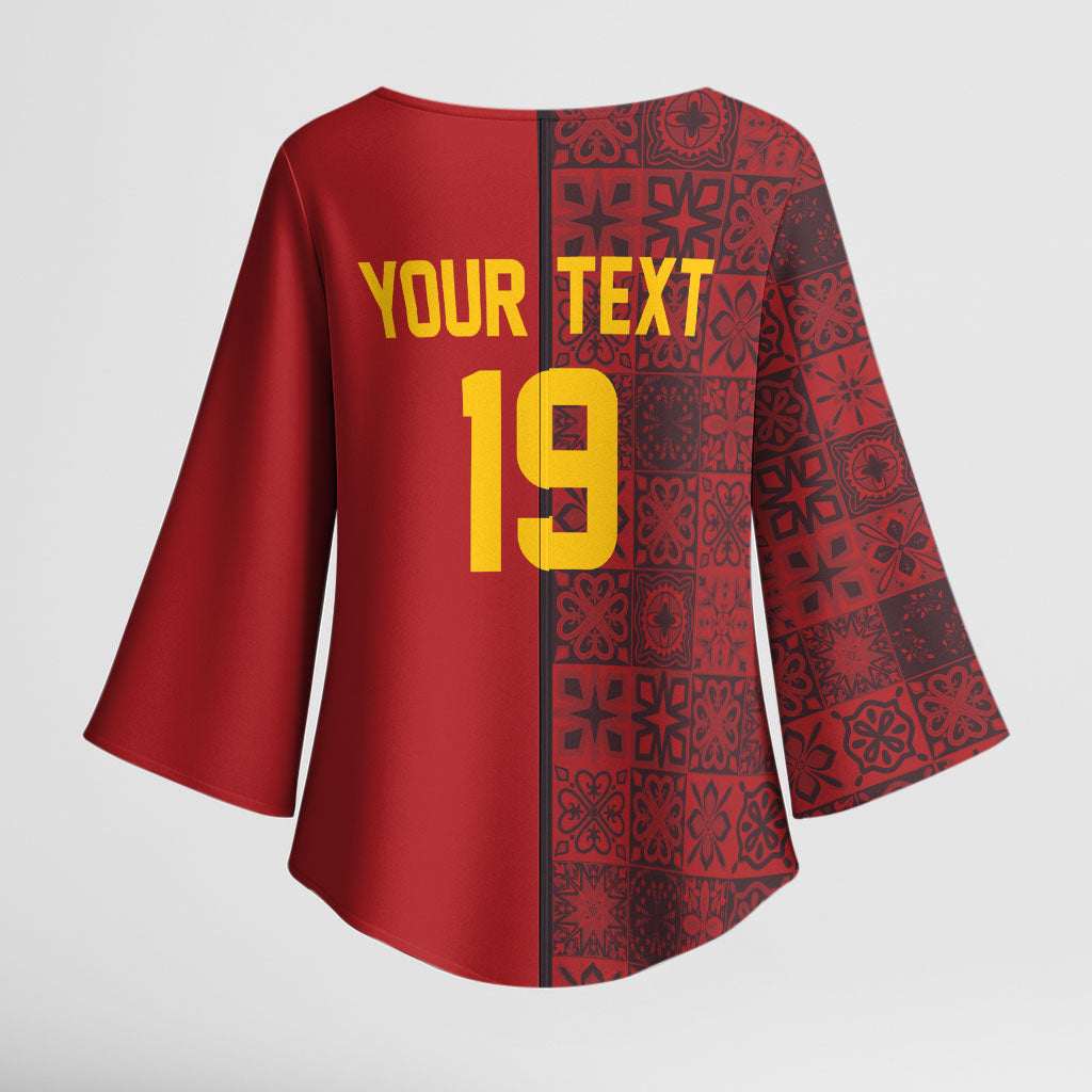 Custom World Football 2026 Spain Kimono Sleeve Blouse Spanish Lion Azulejo Pattern
