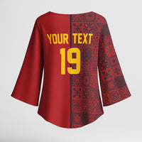 Custom World Football 2026 Spain Kimono Sleeve Blouse Spanish Lion Azulejo Pattern