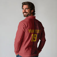 Custom World Football 2026 Spain Long Sleeve Polo Shirt Spanish Lion Azulejo Pattern
