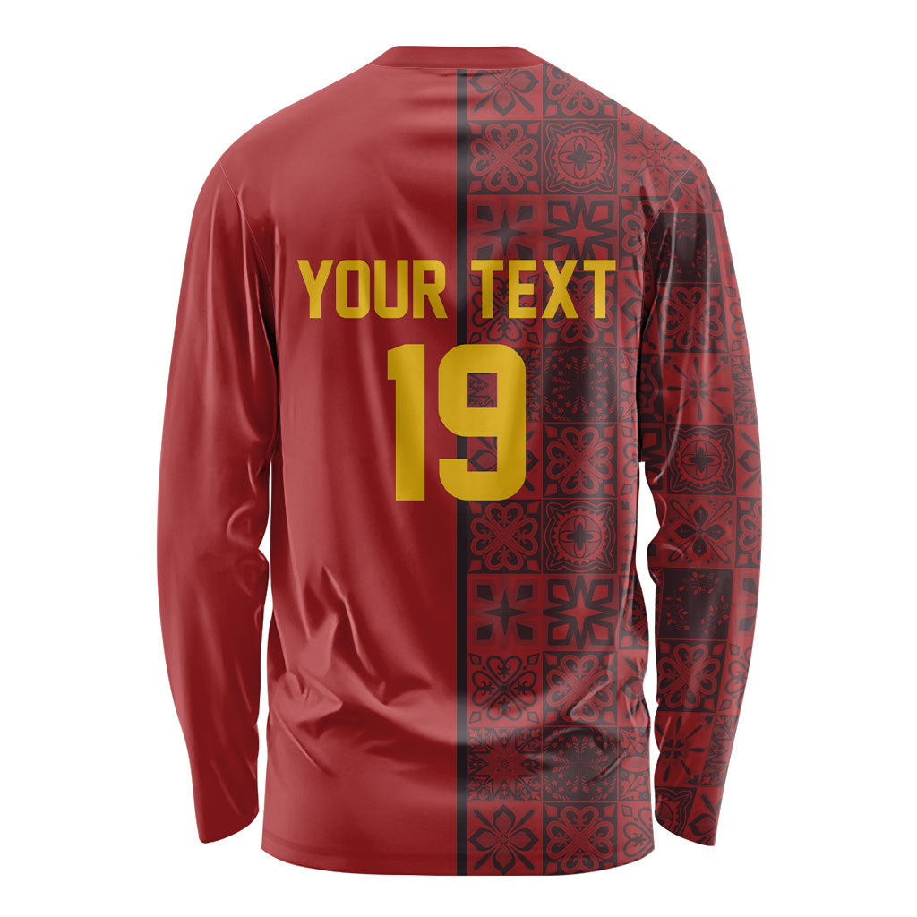 Custom World Football 2026 Spain Long Sleeve Shirt Spanish Lion Azulejo Pattern