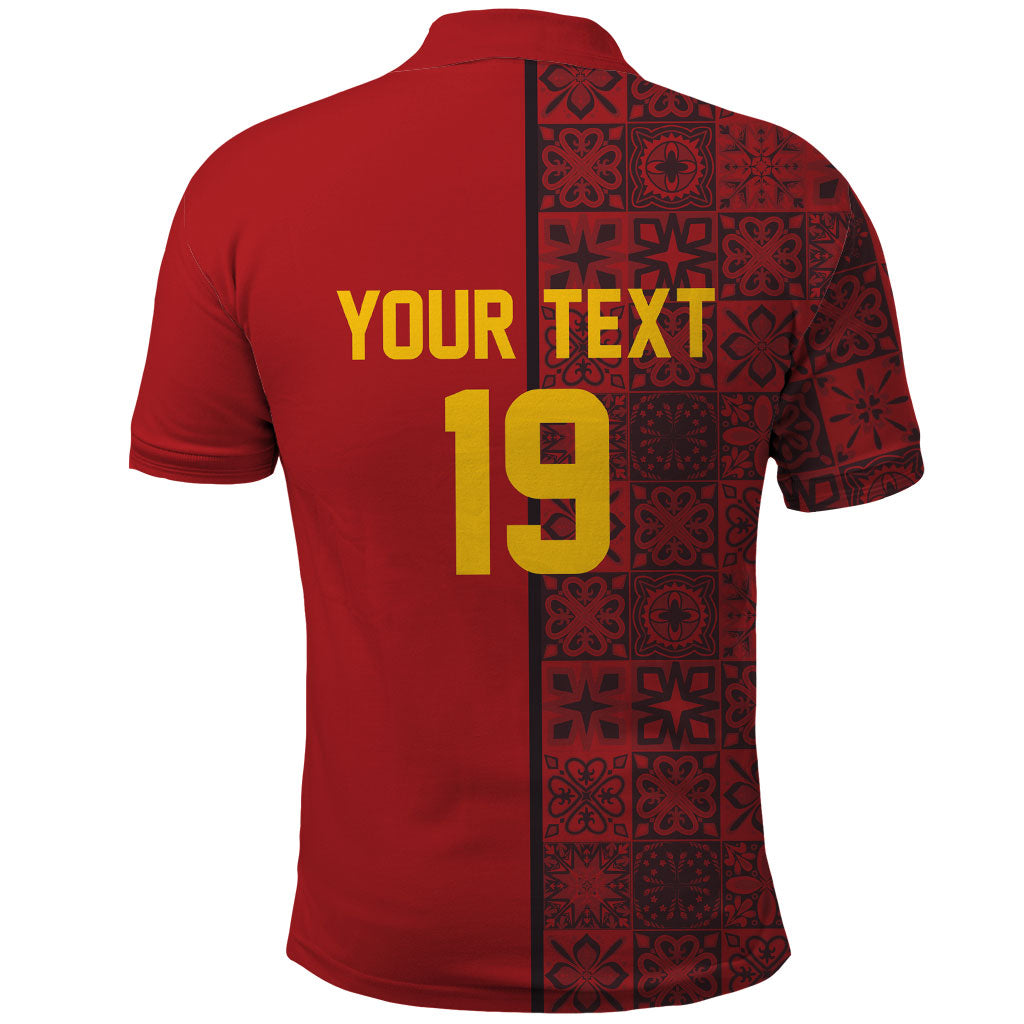 Custom World Football 2026 Spain Polo Shirt Spanish Lion Azulejo Pattern