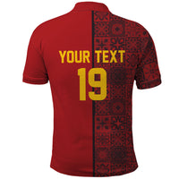 Custom World Football 2026 Spain Polo Shirt Spanish Lion Azulejo Pattern