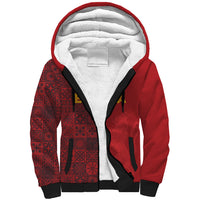 Custom World Football 2026 Spain Sherpa Hoodie Spanish Lion Azulejo Pattern