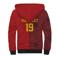 Custom World Football 2026 Spain Sherpa Hoodie Spanish Lion Azulejo Pattern