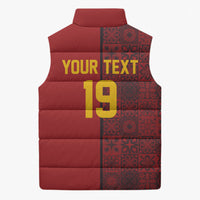 Custom World Football 2026 Spain Sleeveless Puffer Jacket Spanish Lion Azulejo Pattern