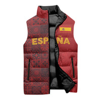Custom World Football 2026 Spain Sleeveless Puffer Jacket Spanish Lion Azulejo Pattern