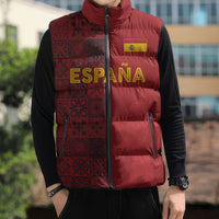 Custom World Football 2026 Spain Sleeveless Puffer Jacket Spanish Lion Azulejo Pattern