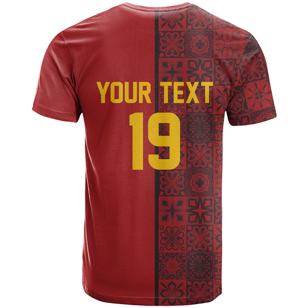 Custom World Football 2026 Spain T Shirt Spanish Lion Azulejo Pattern