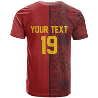 Custom World Football 2026 Spain T Shirt Spanish Lion Azulejo Pattern