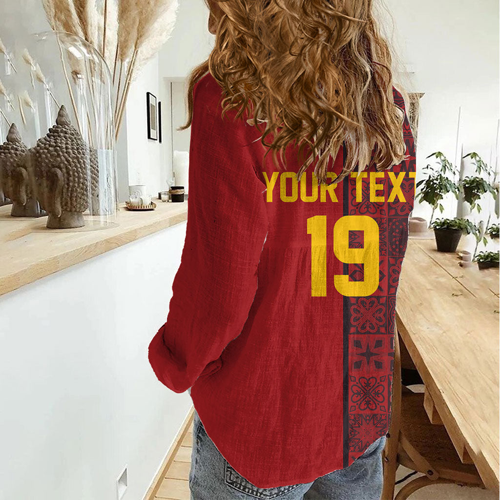 Custom World Football 2026 Spain Women Casual Shirt Spanish Lion Azulejo Pattern