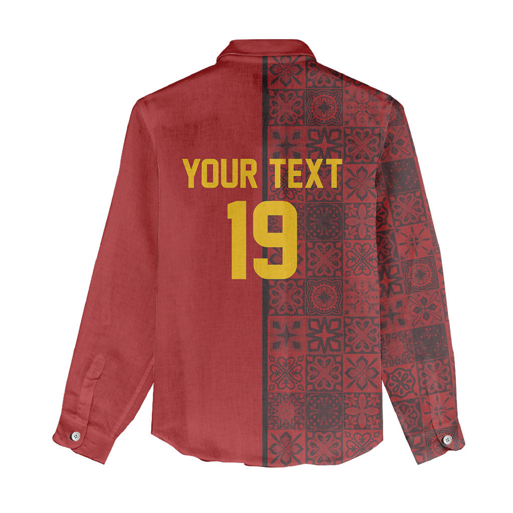 Custom World Football 2026 Spain Women Casual Shirt Spanish Lion Azulejo Pattern