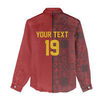 Custom World Football 2026 Spain Women Casual Shirt Spanish Lion Azulejo Pattern