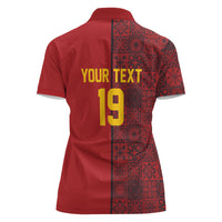 Custom World Football 2026 Spain Women Polo Shirt Spanish Lion Azulejo Pattern