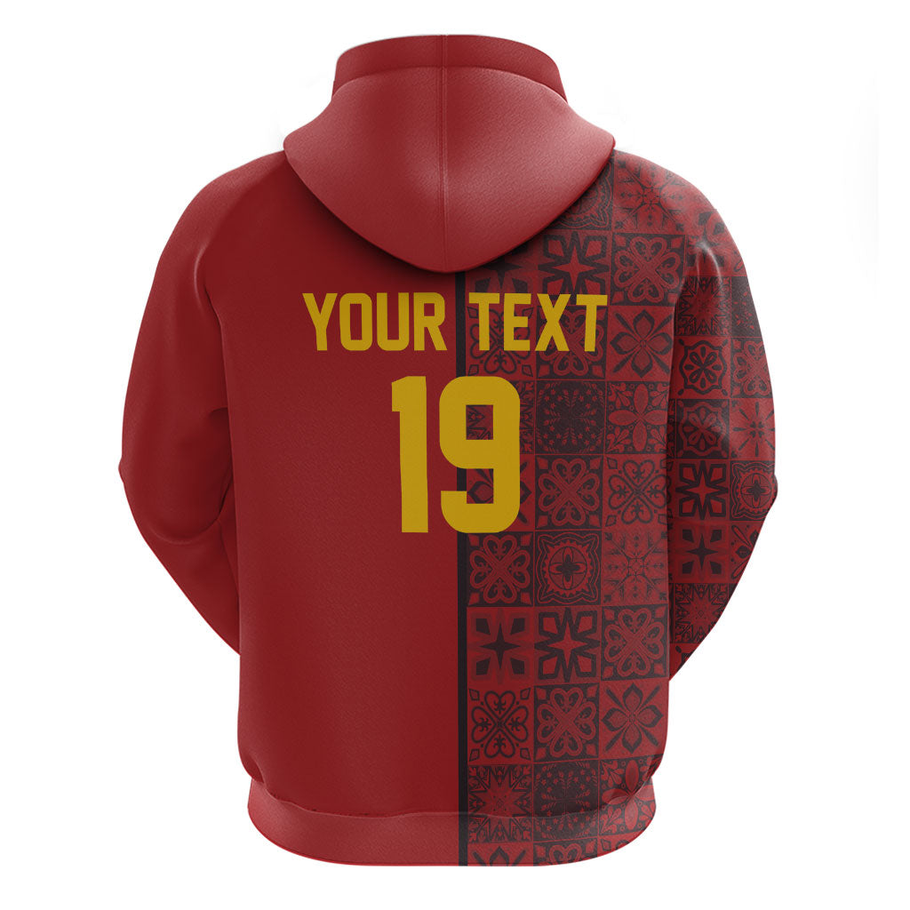 Custom World Football 2026 Spain Zip Hoodie Spanish Lion Azulejo Pattern