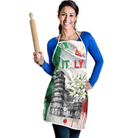 Italy Pisa Tower Apron White Lily With Flag Style - Wonder Print Shop