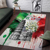 Italy Pisa Tower Area Rug White Lily With Flag Style - Wonder Print Shop