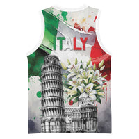 Italy Pisa Tower Basketball Jersey White Lily With Flag Style - Wonder Print Shop