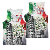 Italy Pisa Tower Basketball Jersey White Lily With Flag Style - Wonder Print Shop