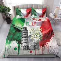 Italy Pisa Tower Bedding Set White Lily With Flag Style - Wonder Print Shop