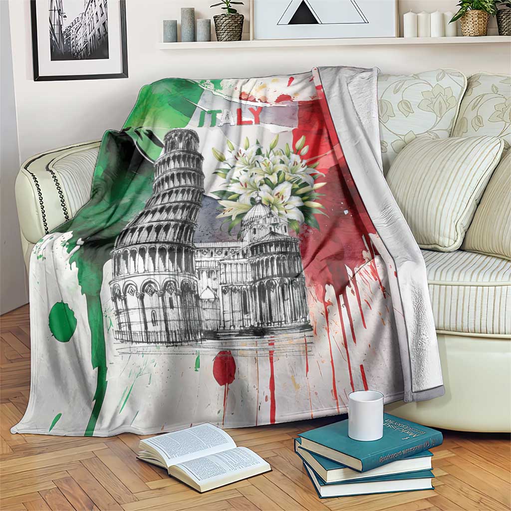 Italy Pisa Tower Blanket White Lily With Flag Style - Wonder Print Shop