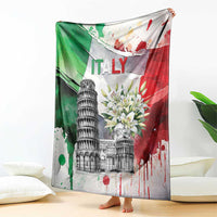 Italy Pisa Tower Blanket White Lily With Flag Style - Wonder Print Shop