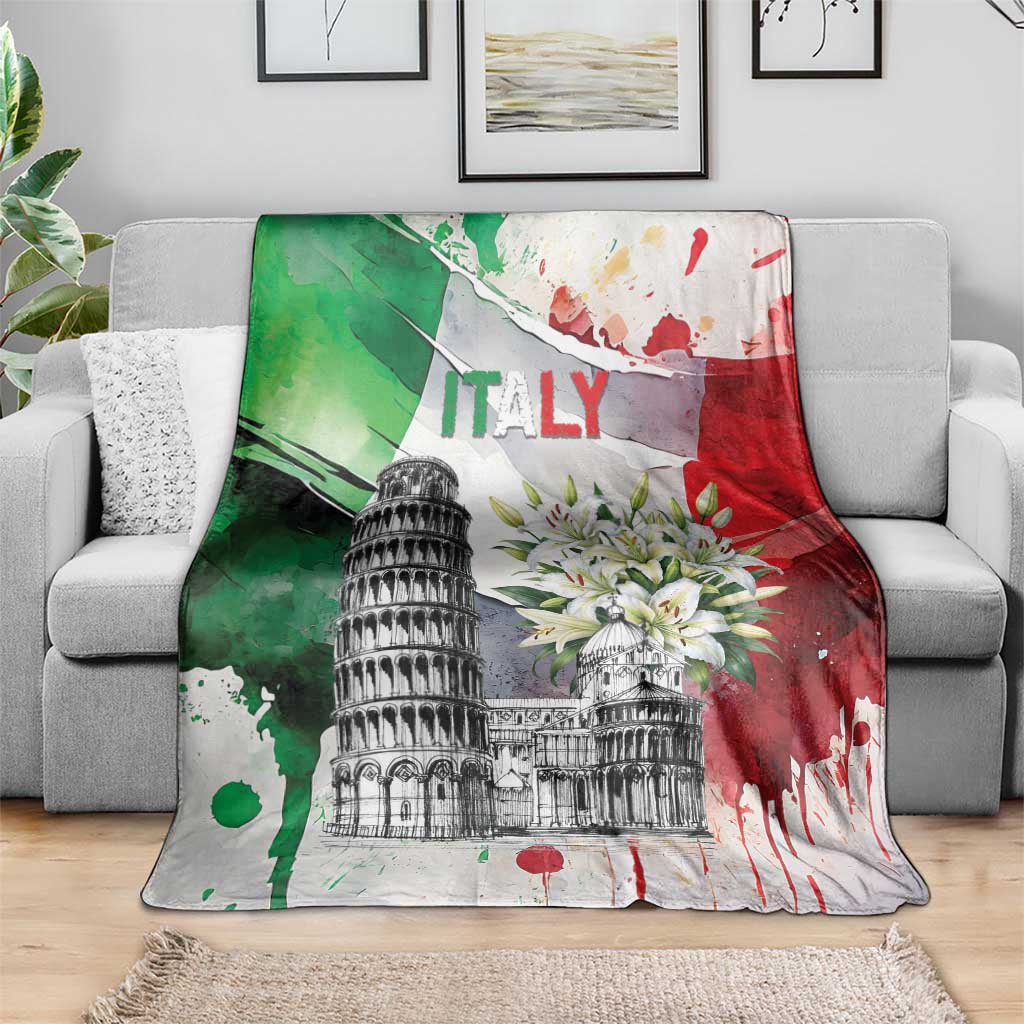 Italy Pisa Tower Blanket White Lily With Flag Style - Wonder Print Shop