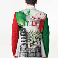 Italy Pisa Tower Blazer White Lily With Flag Style - Wonder Print Shop