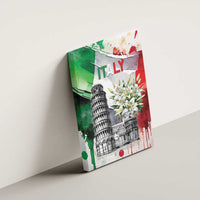 Italy Pisa Tower Canvas Wall Art White Lily With Flag Style - Wonder Print Shop