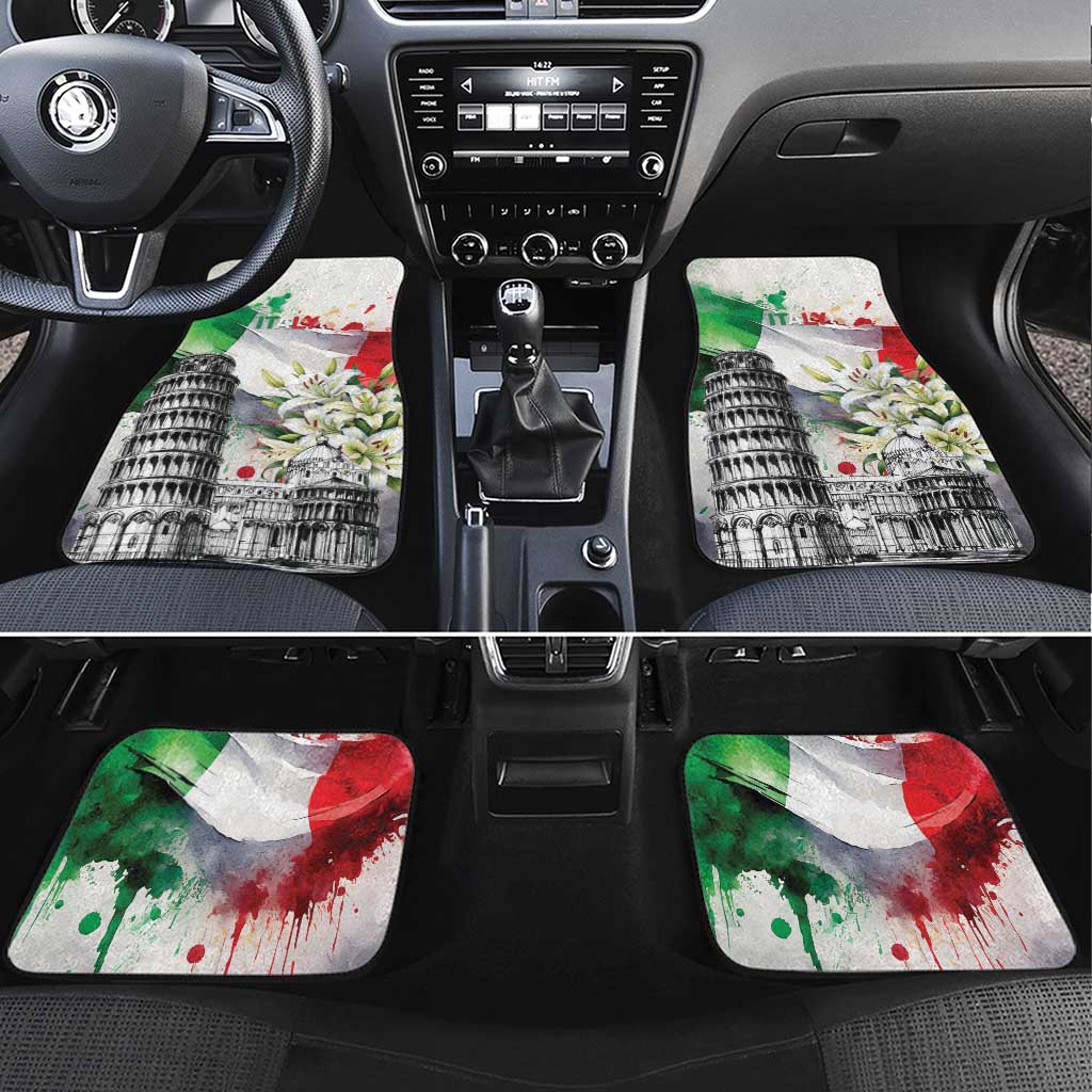 Italy Pisa Tower Car Mats White Lily With Flag Style - Wonder Print Shop