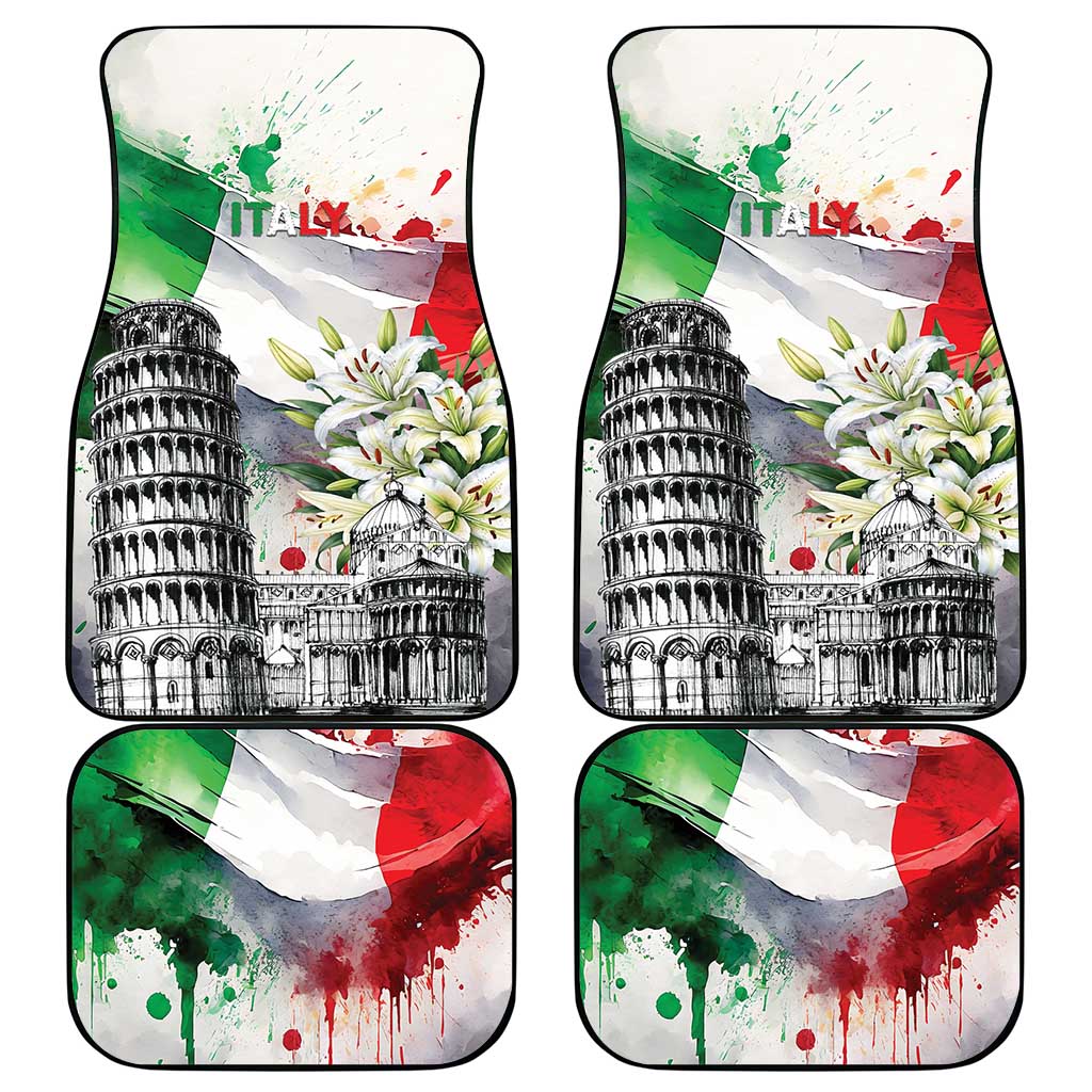 Italy Pisa Tower Car Mats White Lily With Flag Style - Wonder Print Shop