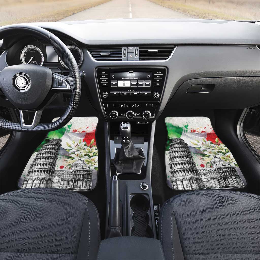 Italy Pisa Tower Car Mats White Lily With Flag Style - Wonder Print Shop