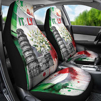 Italy Pisa Tower Car Seat Cover White Lily With Flag Style - Wonder Print Shop