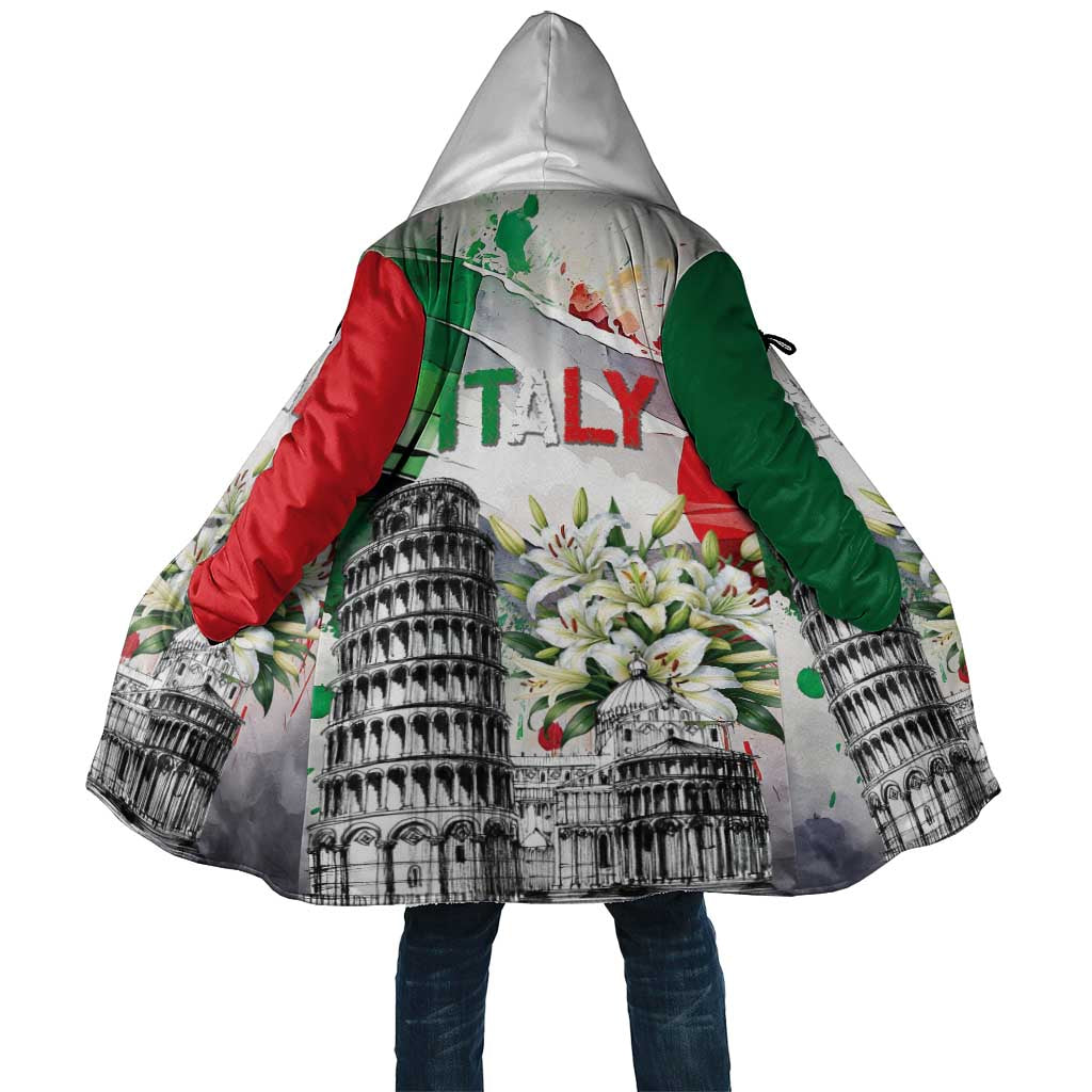Italy Pisa Tower Cloak White Lily With Flag Style - Wonder Print Shop