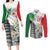 Italy Pisa Tower Couples Matching Long Sleeve Bodycon Dress and Long Sleeve Button Shirt White Lily With Flag Style - Wonder Print Shop