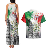 Italy Pisa Tower Couples Matching Tank Maxi Dress and Hawaiian Shirt White Lily With Flag Style - Wonder Print Shop