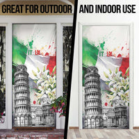 Italy Pisa Tower Door Cover White Lily With Flag Style - Wonder Print Shop