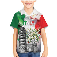 Italy Pisa Tower Family Matching Mermaid Dress and Hawaiian Shirt White Lily With Flag Style - Wonder Print Shop