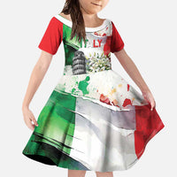 Italy Pisa Tower Family Matching Off Shoulder Maxi Dress and Hawaiian Shirt White Lily With Flag Style - Wonder Print Shop