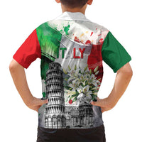 Italy Pisa Tower Family Matching Puletasi and Hawaiian Shirt White Lily With Flag Style - Wonder Print Shop