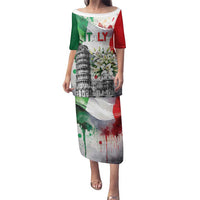 Italy Pisa Tower Family Matching Puletasi and Hawaiian Shirt White Lily With Flag Style - Wonder Print Shop