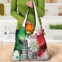 Italy Pisa Tower Grocery Bag White Lily With Flag Style - Wonder Print Shop