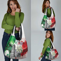 Italy Pisa Tower Grocery Bag White Lily With Flag Style - Wonder Print Shop