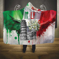 Italy Pisa Tower Hooded Blanket White Lily With Flag Style - Wonder Print Shop