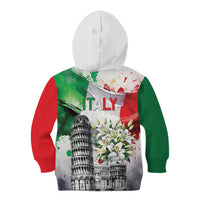 Italy Pisa Tower Kid Hoodie White Lily With Flag Style - Wonder Print Shop