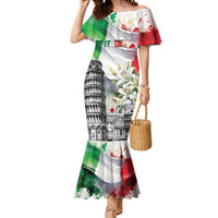 Italy Pisa Tower Mermaid Dress White Lily With Flag Style - Wonder Print Shop