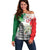 Italy Pisa Tower Off Shoulder Sweater White Lily With Flag Style - Wonder Print Shop