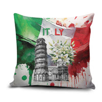 Italy Pisa Tower Pillow Cover White Lily With Flag Style - Wonder Print Shop
